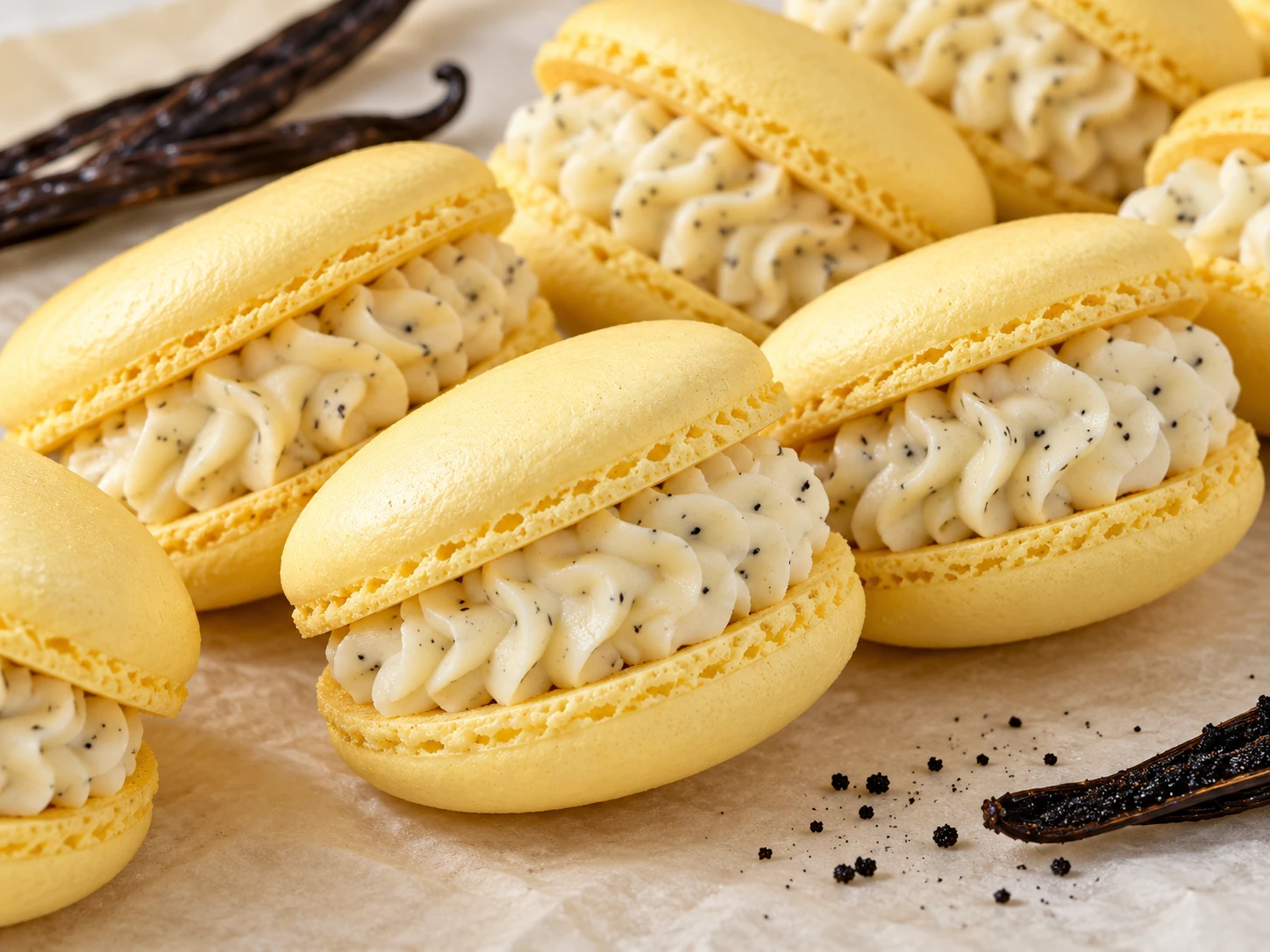 Vanilla cream filled macarons